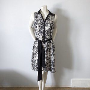 Tristan - Beautiful Floral "Black Noir" Belted Midi Dress - Size 14 (NWT)